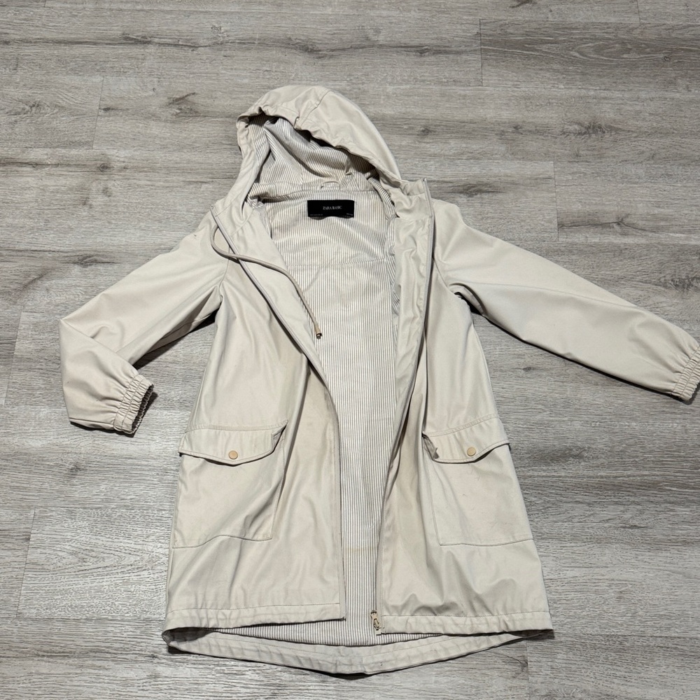 Zara Cream Utility Jacket with Hood